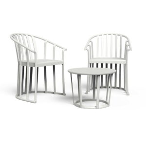 Table set with chairs Resol Raff White 3 Pieces