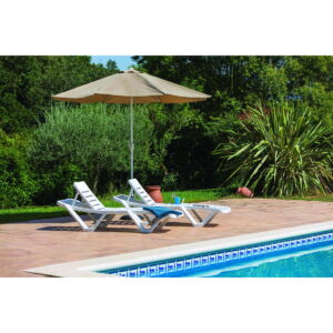 Table Set with Sun Loungers Resol Master + Andorra White 3 Pieces