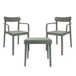 Table set with chairs Garbar Alba-Elba Grey 3 Pieces