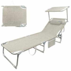 Beach sunbed Colorbaby Foldable Beige 188 x 58 x 30 cm