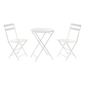 Table set with 2 chairs DKD Home Decor White 80 cm 60 x 60 x 70 cm (3 pcs)