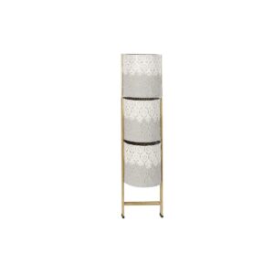 Planter DKD Home Decor White Grey Golden Bicoloured Metal Iron Stripped 45 x 33 x 92,8 cm Circular (2 Units)