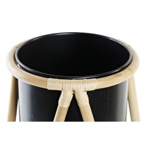 Planter DKD Home Decor Natural Black Metal Colonial Bamboo (26 x 26 x 40 cm)