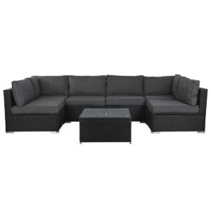 Garden sofa DKD Home Decor 300 x 150 x 65,5 cm 71 x 81 x 67 cm Steel Tempered Glass