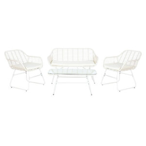 Sofa and table set DKD Home Decor Metal synthetic rattan 124 x 74 x 84 cm