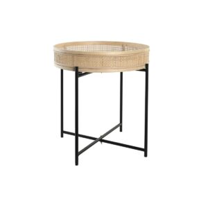 Planter DKD Home Decor Natural Black Metal Rattan Scandinavian (43 x 43 x 46 cm)