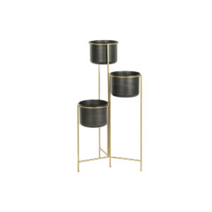 Planter DKD Home Decor 30 x 21 x 80 cm Black Golden Metal