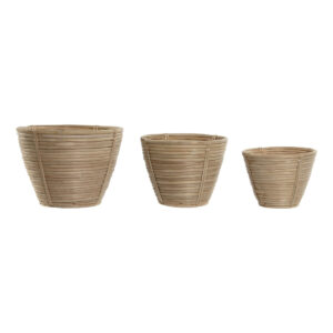 Set of Planters Home ESPRIT Rattan 25 x 25 x 20 cm