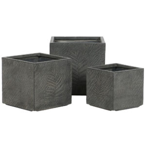 Set of Planters Home ESPRIT Dark grey Fibreglass Magnesium 44,5 x 44,5 x 43 cm (3 Units)