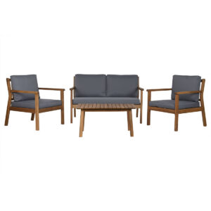 Table Set with 3 Armchairs Home ESPRIT Brown Grey Acacia 120 x 72 x 75 cm