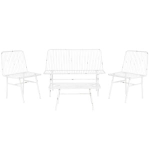 Table Set with 3 Armchairs Home ESPRIT White Metal 115 x 53 x 83 cm