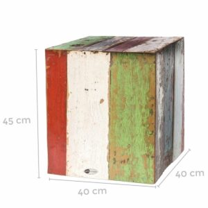 Stool Calypso Teak Multicolour 40 x 40 x 45 cm