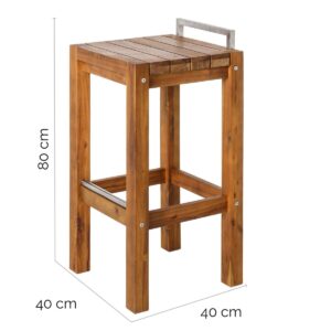 Stool Norah Wood Stainless steel 40 x 40 x 80 cm