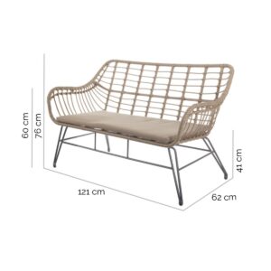 Garden sofa Ariki 121 x 62 x 76 cm synthetic rattan Steel Graphite