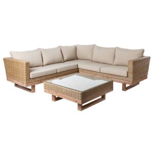 Garden sofa Patsy Modular Wood Rattan 66 x 89 x 64,5 cm