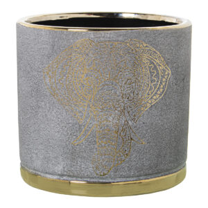 Planter Alexandra House Living Grey Golden Ceramic Elephant 18 x 18 x 15 cm