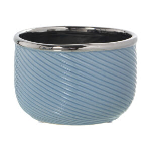 Planter Alexandra House Living Blue Silver Ceramic 18 x 18 x 11 cm