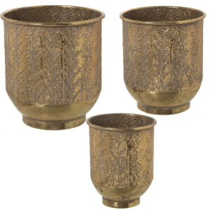 Set of Planters Alexandra House Living Golden Metal (3 Pieces)