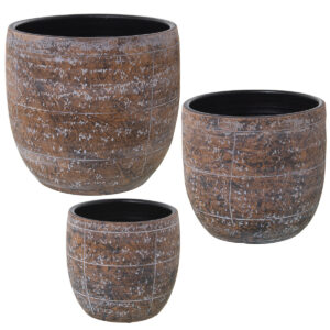 Set of Planters Alexandra House Living Brown Ceramic (3 Pieces)