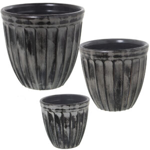 Set of Planters Alexandra House Living Black Ceramic (3 Pieces)