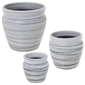 Set of Planters Alexandra House Living Grey Ceramic Stripes (3 Pieces)