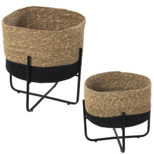 Set of Planters Alexandra House Living Metal wicker With support (2 Pieces)