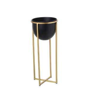 Planter Alexandra House Living Black Golden Metal 21 x 21 x 50 cm With support