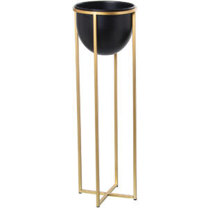 Planter Alexandra House Living Black Golden Metal 21 x 21 x 66 cm With support