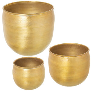 Set of Planters Alexandra House Living Golden Aluminium (3 Pieces)