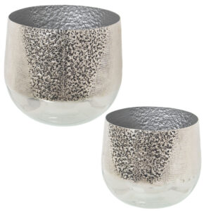 Set of Planters Alexandra House Living Silver Aluminium (2 Pieces)