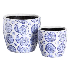 Set of Planters Blue Terracotta 19 x 19 x 17 cm Circular (2 Units)