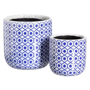 Set of Planters Blue Terracotta 19 x 19 x 17 cm Circular (2 Units)