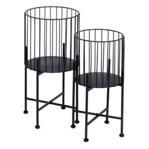 Set of Planters 28 x 28 x 51 cm Black Metal (2 Units)