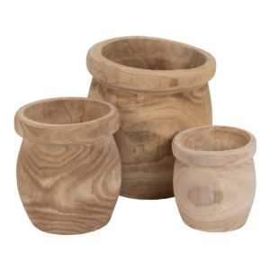 Set of Planters Natural Paolownia wood 43 x 43 x 44 cm (3 Units)