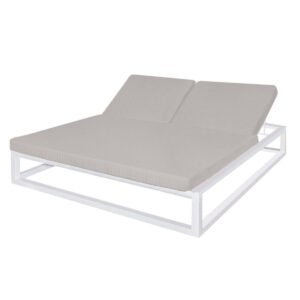 Sun-lounger Luana Double 180 x 200 x 43 cm White Steel Grey