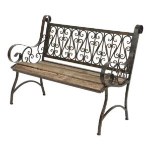 Bench Bordeaux Natural Black Wood Iron (115 x 59 x 91 cm)