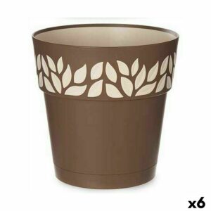 Self-watering flowerpot Stefanplast Cloe Brown Plastic 25 x 25 x 25 cm (6 Units)