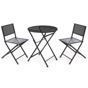 Table set with 2 chairs Black