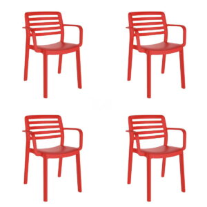 Garden chair Garbar Red polypropylene 58 x 78 x 54 cm 58 x 54 x 78 cm 4 Units (4 Pieces)