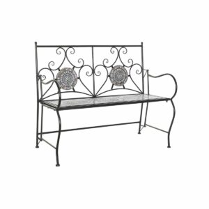 Bench DKD Home Decor Black Multicolour Ceramic Ironwork Mosaic 111 x 54 x 88 cm (111 x 54 x 88 cm)