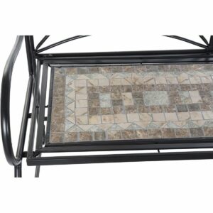 Bench DKD Home Decor Black Multicolour Ceramic Ironwork Mosaic 111 x 54 x 88 cm (111 x 54 x 88 cm)