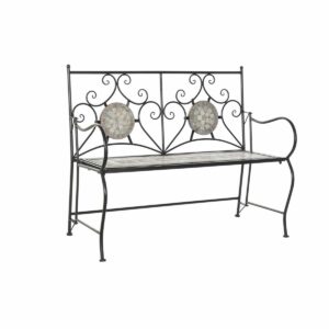 Bench DKD Home Decor Black Multicolour Ceramic Ironwork Mosaic 111 x 54 x 88 cm (111 x 54 x 88 cm)