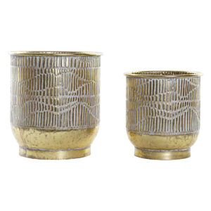 Planter DKD Home Decor Golden Metal (2 pcs) (28 x 28 x 30 cm)