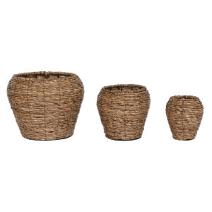 Set of Planters Home ESPRIT Brown Metal Fibre 41 x 41 x 32 cm