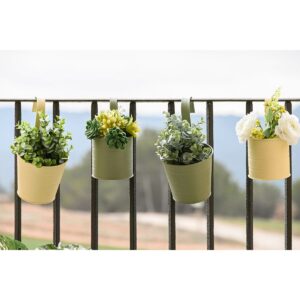 Planter Home ESPRIT Yellow Green Amber Light Pink Metal 11,5 x 11,5 x 21 cm (3 Units)