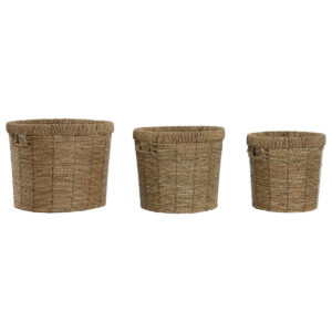 Set of Planters Home ESPRIT Brown Metal Fibre Tropical 36 x 36 x 29 cm