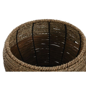 Set of Planters Home ESPRIT Natural Metal Fibre Tropical 32 x 32 x 23 cm