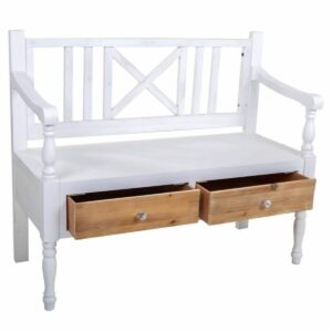 Bench Alexandra House Living White Natural Wood Fir wood 48 x 87 x 104 cm With boxes