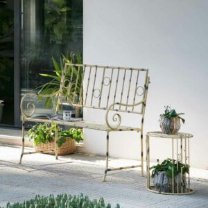 Bench Alexandra House Living Yellow Metal 50 x 92 x 126 cm