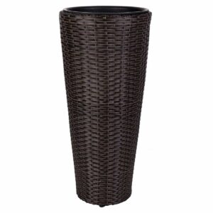 Planter Alexandra House Living Brown Iron Rattan Plastic 28 x 60 x 28 cm